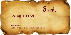 Balog Alina névjegykártya