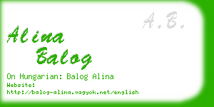 alina balog business card